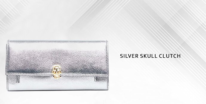 Alexander Mcqueen SIlver Skull Clutch