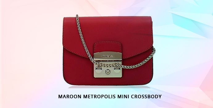 Furla Maroon Metropolis Mini Crossbody