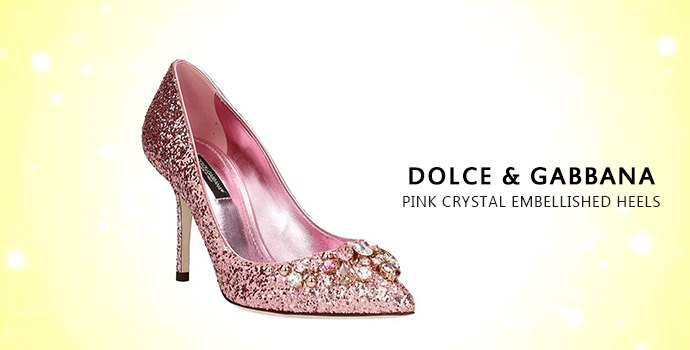 DOLCE & GABBANA Pink Crystal Embellished Heels