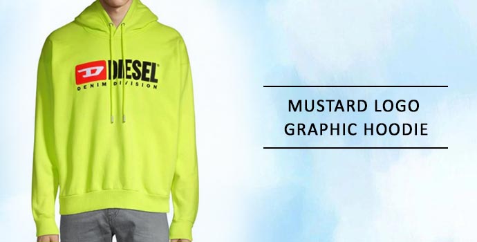 DIESEL Mustard Logo Graphic Hoodie