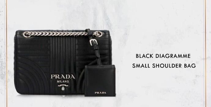 PRADA Black Diagrame Small Shoulder Bag