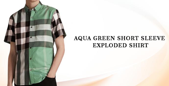 Burberry Aqua Green Short Sleeve Exploded Shirt