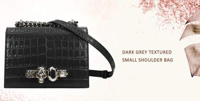 ALEXANDER MCQUEEN Dark Grey Textured Small Shoulder Bag