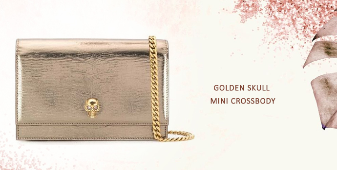 ALEXANDER MCQUEEN Golden Skull Mini Crossbody