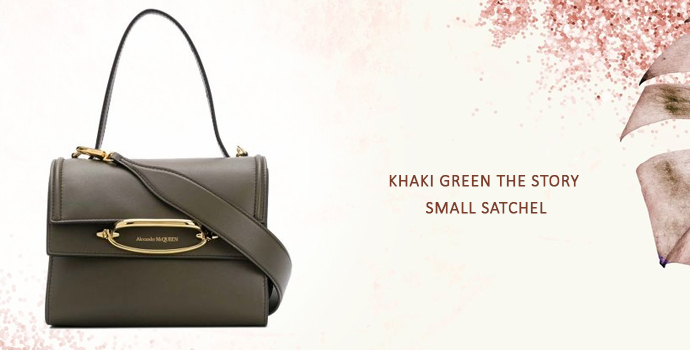 ALEXANDER MCQUEEN Khaki Green The Story Small Satchel