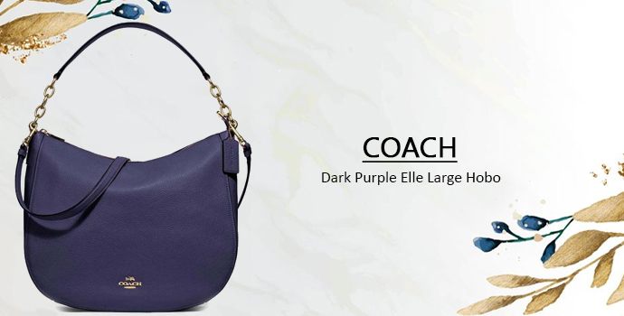 COACH Dark Purple Elle Large Hobo-women handbag