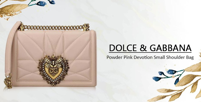 DOLCE & GABBANA Powder Pink Devotion Small Shoulder Bag- women handbag