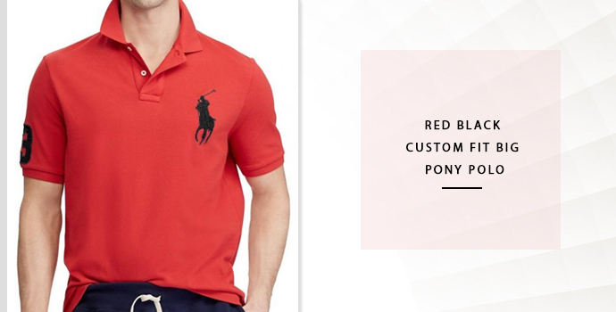 Ralph Lauren Red Black Custom Fit Big Pony Polo