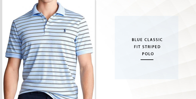 Ralph Lauren Blue Classic Fit Striped Polo