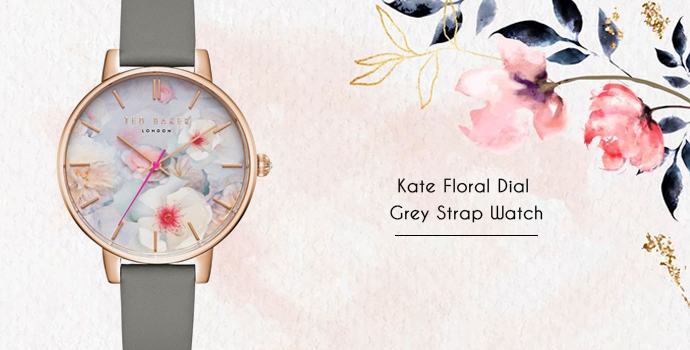 Ted Baker kate floral dial grey strap watch