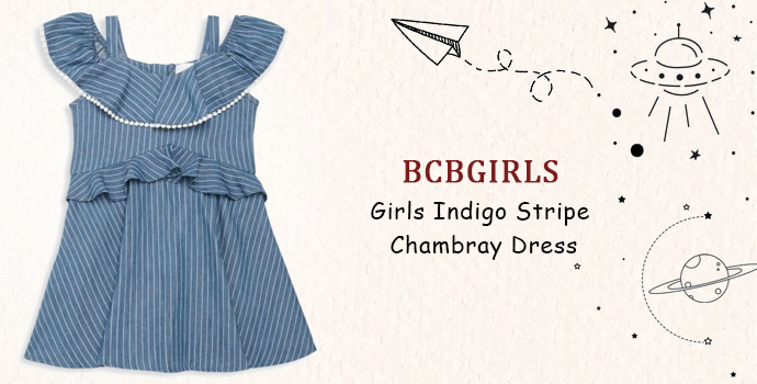 BCBGirls Girls Indigo Stripe Chambray Dress