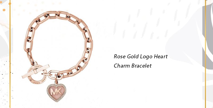 Rose Gold Logo Heart Charm Bracelet