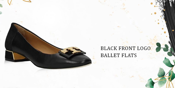 Tory Burch Black Front Logo Ballet Flats