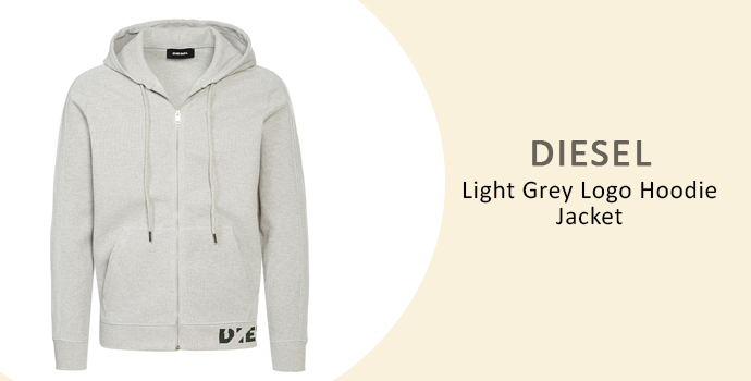 Diesel Light Grey Logo Hoodie Jacket