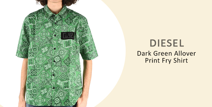 Diesel Dark Green Allover Print Fry Shirt