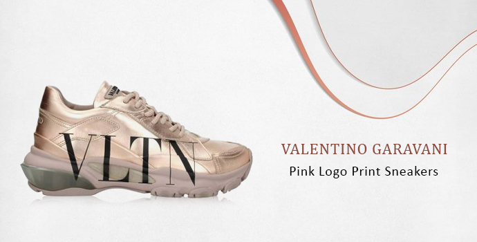 Valentino Garavani Pink Logo Print Sneakers