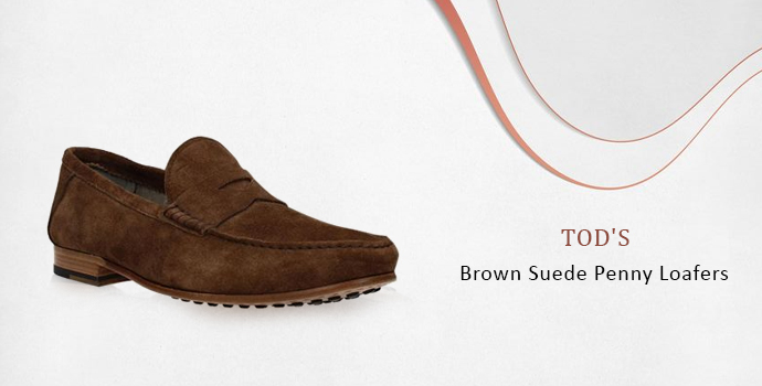 Tod's Brown Suede Penny Loafers