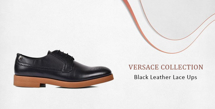 Versace Collection Black Leather Lace Ups