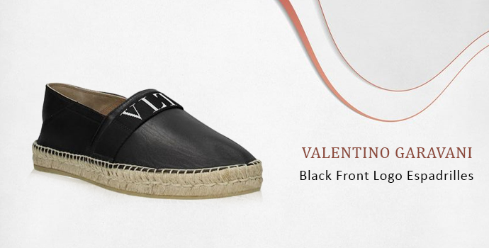 Valentino Garavani Black Front Logo Espadrilles