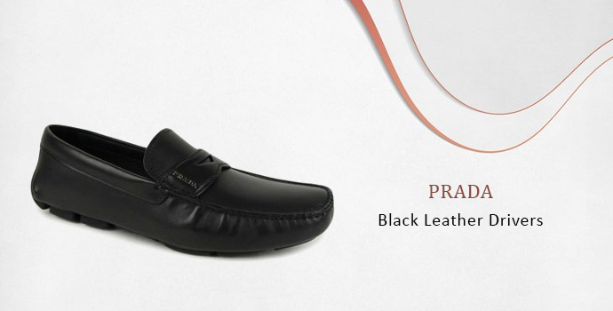 Prada black leather drivers