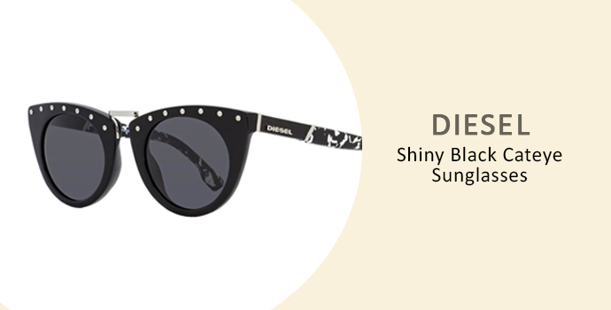 Diesel Shiny Black Cateye Sunglasses