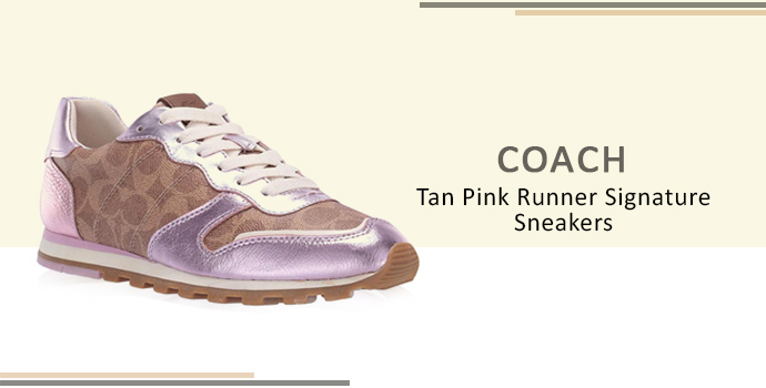 Coach Tan Pink Runner Signature Sneakers