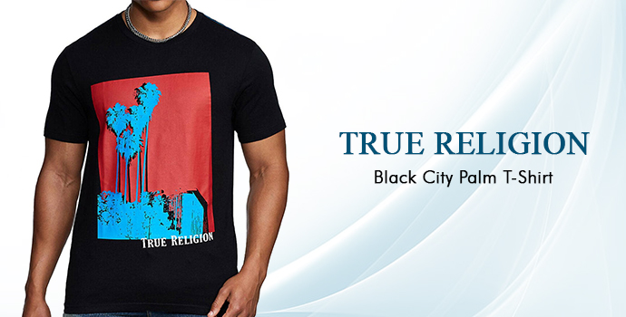 True Religion Black City Palm T-shirt