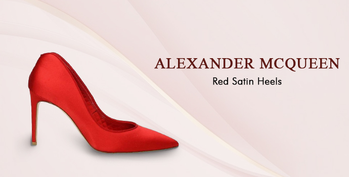 Alexander Mcqueen Red Satin Heels