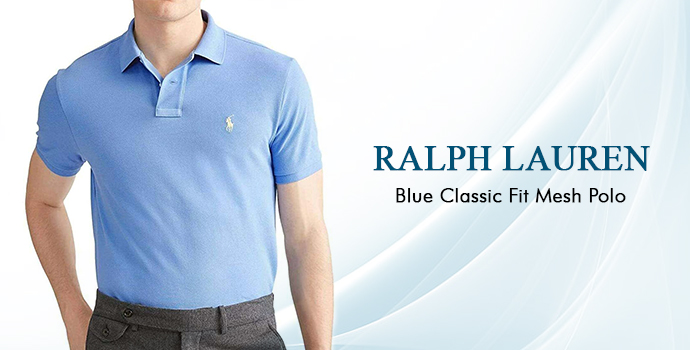 Ralph Lauren Blue Classic Fit Mesh Polo