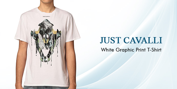 Just Cavalli White Graphic Print T-shirt