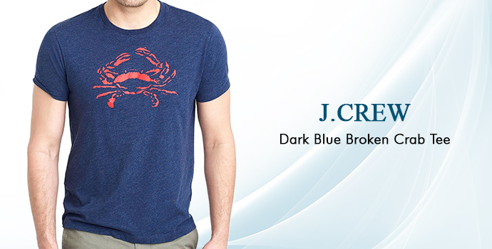 J. Crew Dark Blue Broken Crab Tee