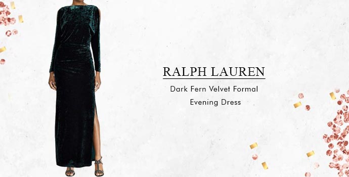 Ralph Lauren Dark Fern Velvet Formal Evening Dress