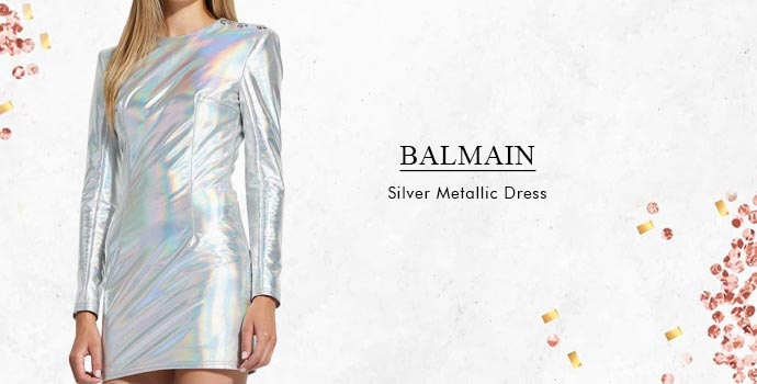 Balmain Silver Metallic Dress