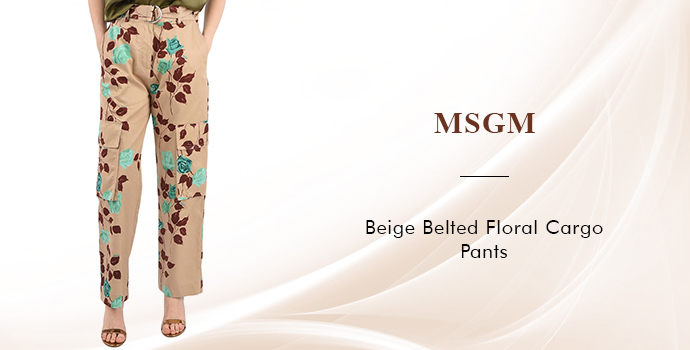 MSGM
Beige Belted Floral Cargo Pants