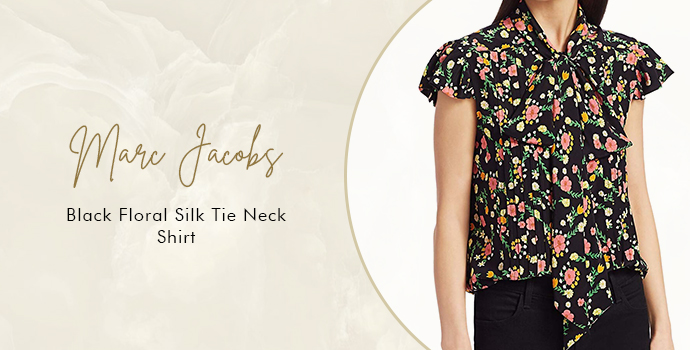 Marc Jacobs
Black Floral Silk Tie Neck Shirt