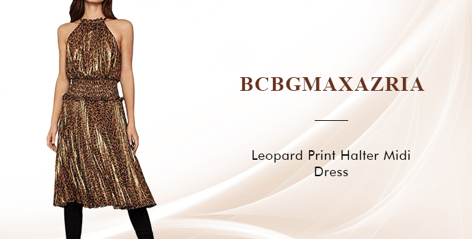 BCBGMAXAZRIA
Leopard Print Halter Midi Dress