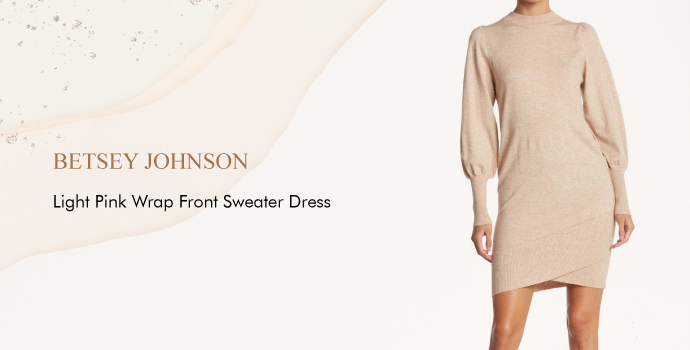 Betsey Johnson
Light Pink Wrap Front Sweater Dress