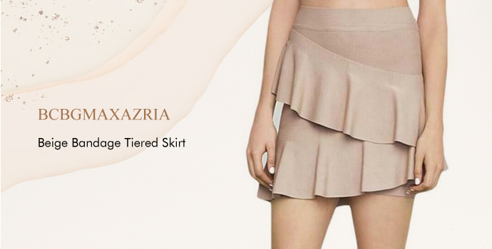 BCBGMAXAZRIA
Beige Bandage Tiered Skirt