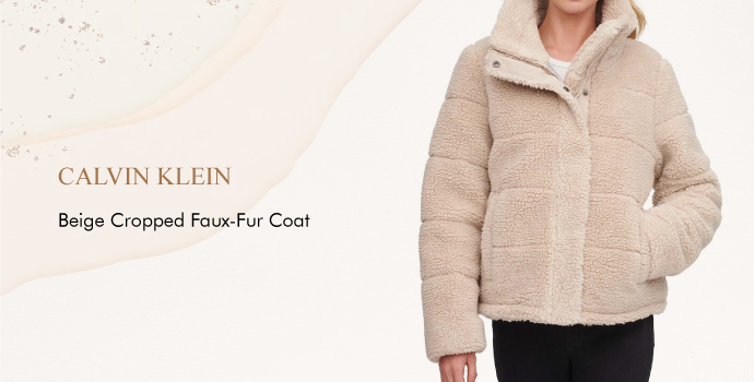 Calvin Klein
Beige Cropped Faux Fur Coat