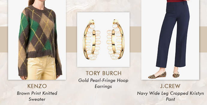 Tory Burch
Gold Pearl Fringe Hoop Earrings