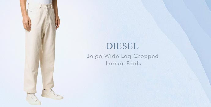 Diesel 
Beige Wide Leg Cropped Lamar Pants