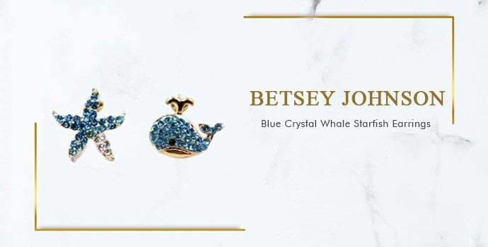 Betsey Johnson
Blue Crystal Whale Starfish Earrings