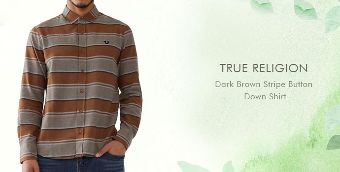 True Religion
Dark Brown Stripe Button Down Shirt