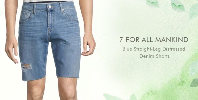 7 For All Mankind
Blue Straight Leg Distressed Denim Shorts