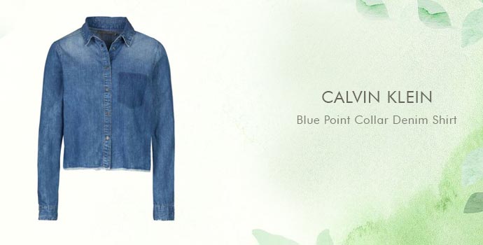Calvin Klein 
Blue Point Collar Denim Shirt