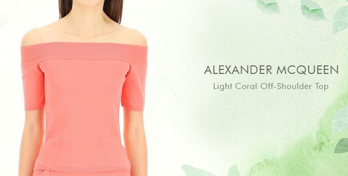 Alexander Mcqueen 
Light Coral Off-Shoulder Top