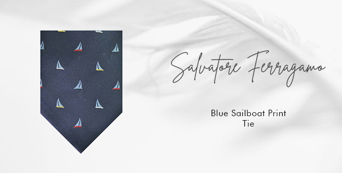 Salvatore Ferragamo
Blue Sailboat Print Tie