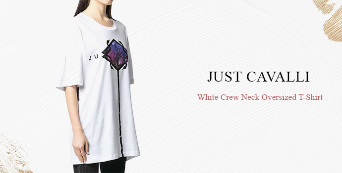 just cavalli 
white crew neck oversized t-shirt