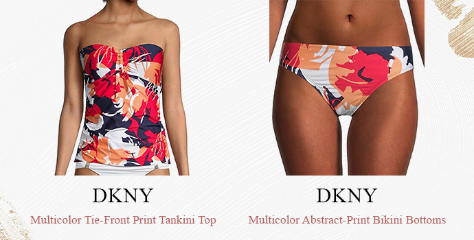 DKNY
Multicolor Tie Front Print Tankini Top