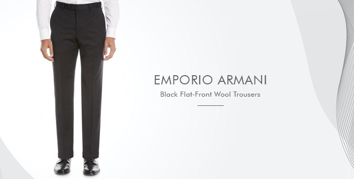Emporio Armani
Black Flat Front Wool Trousers